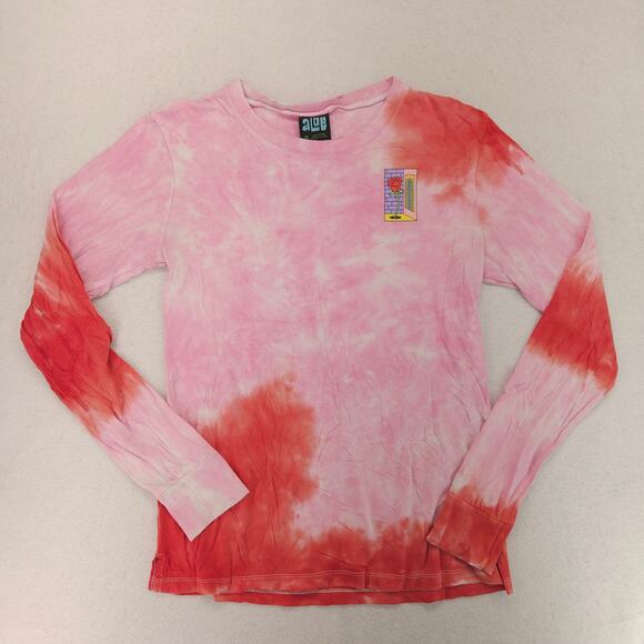 Alab Casual Long Sleeve Crew Neck Graphic T Shirt Womens Size M Red Pink - Picture 2 of 9